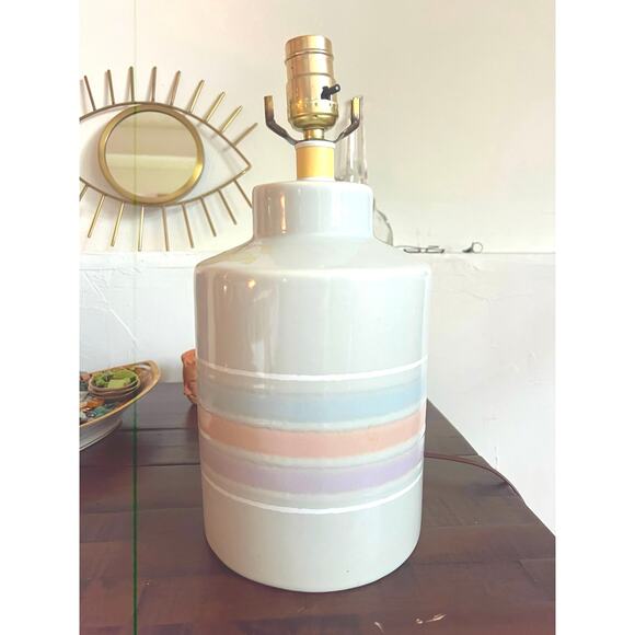 Vintage MAR-KEL GEOMETRIC STRIPE PASTEL LAMP 80's - Picture 1 of 5